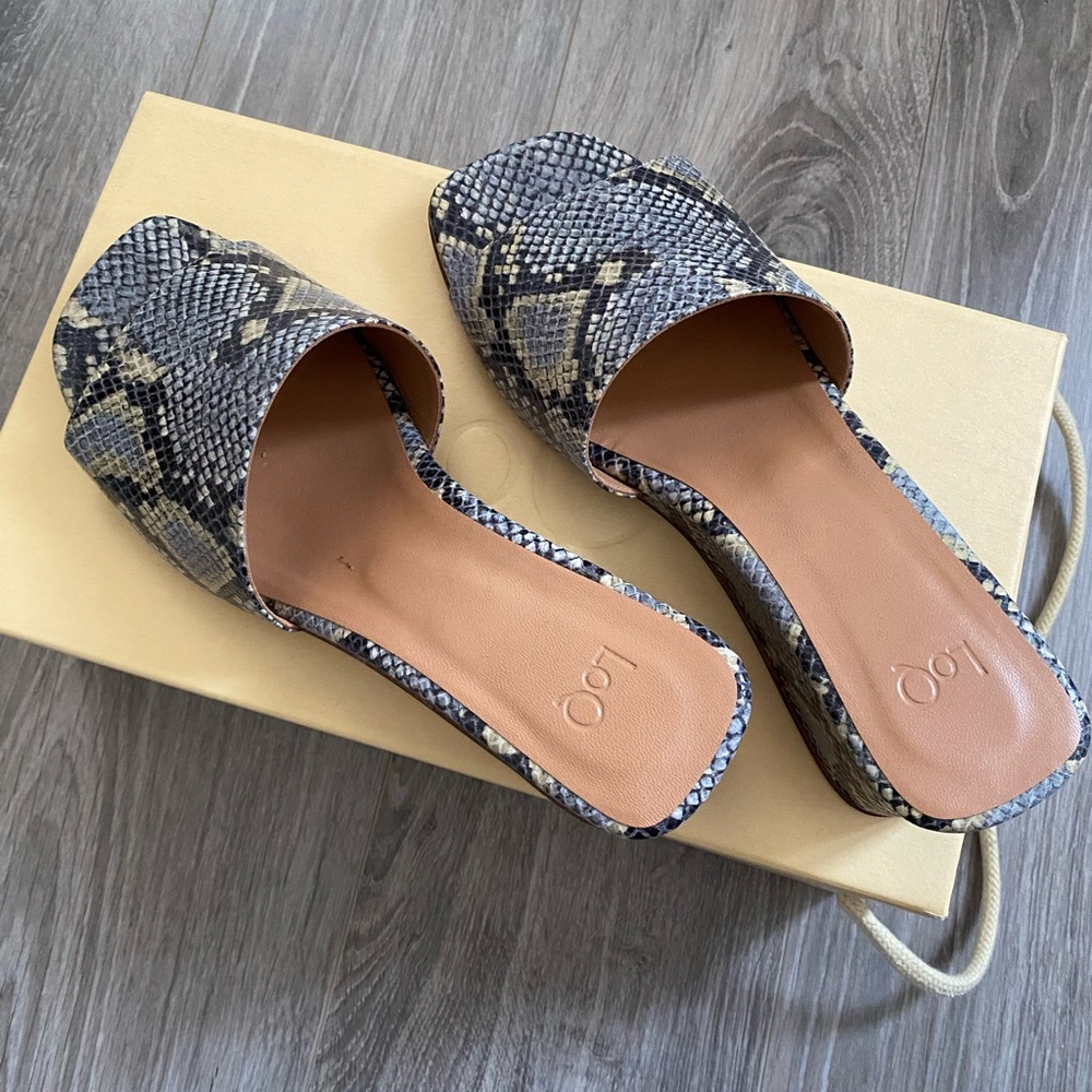 Blue Snakeskin Wedge Heeled Sandals from LoQ